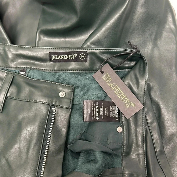 Blank NYC Pant Faux Leather Franklin Rib Cage Straight Leg Revolve Green Size 30 - Picture 8 of 10